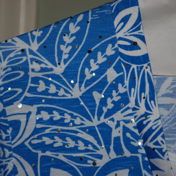 NWOT Marine Blue Silver Sequined Nautical Top-2X - Picture 6 of 7